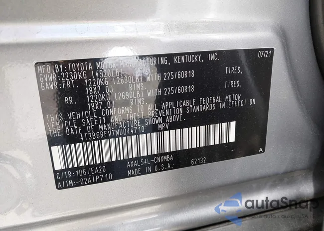 4T3B6RFV7MU044710: 42275643