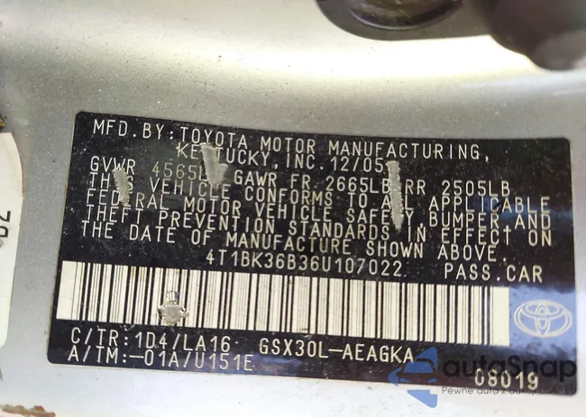 4T1BK36B36U107022: 42275264