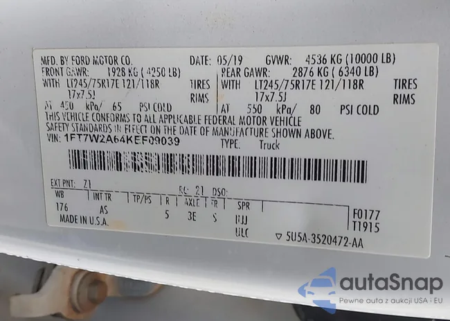 1FT7W2A64KEF09039: 42276282