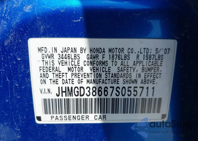 JHMGD38667S055711: 42276338