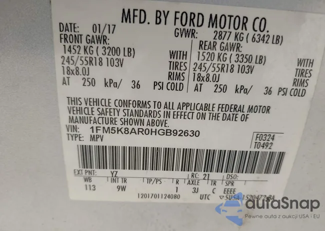 1FM5K8AR0HGB92630: 42276713