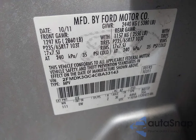 2FMDK3GC4CBA33143: 42275954