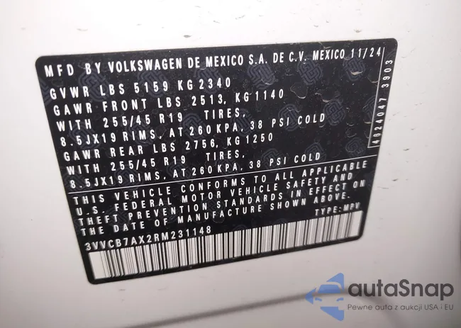 3VVCB7AX2RM231148: 42275967