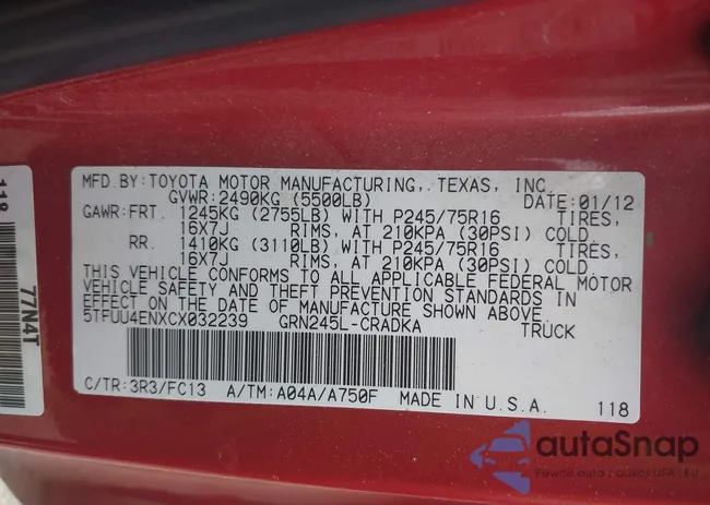 5TFUU4ENXCX032239: 42277610