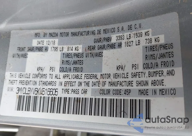 3MYDLBYV6KY516605: 42277790