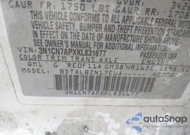 3N1CN7APXKL831677: 42277798