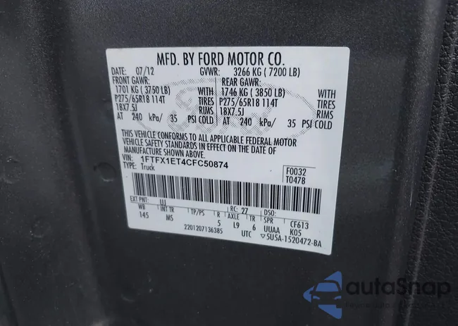 1FTFX1ET4CFC50874: 42277870