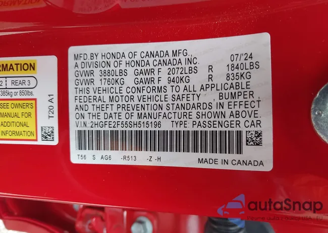 2HGFE2F55SH515196: 42277086