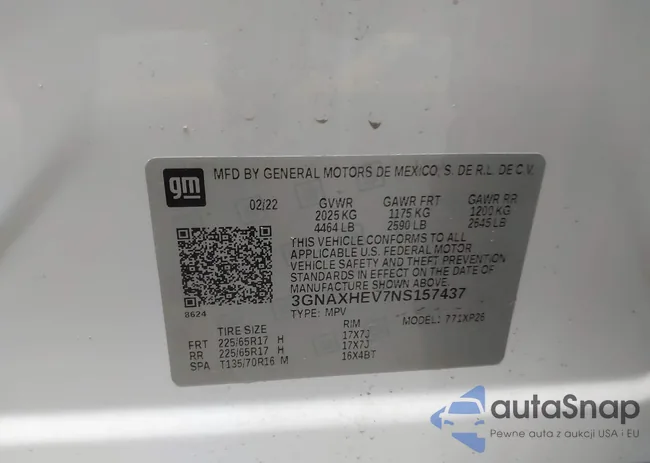 3GNAXHEV7NS157437: 42278413