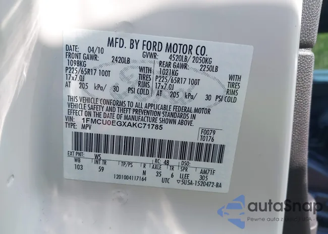 1FMCU0EGXAKC71785: 42278476