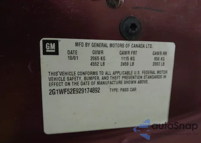 2G1WF52E929174892: 42278484