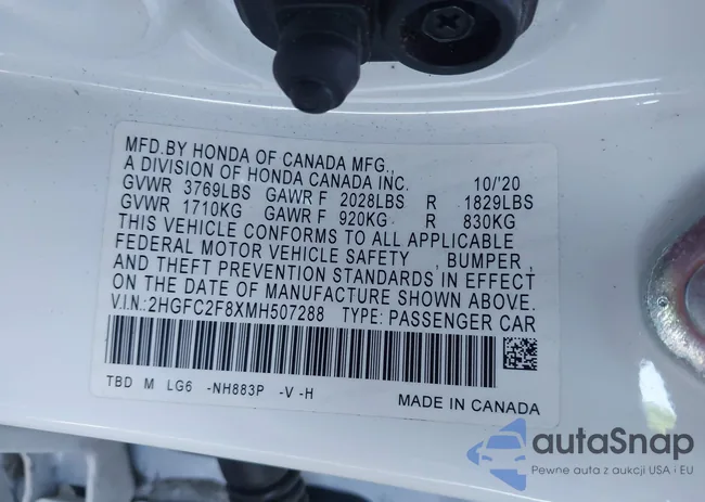 2HGFC2F8XMH507288: 42278524