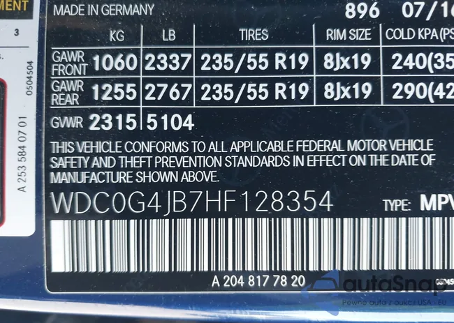 WDC0G4JB7HF128354: 42278665