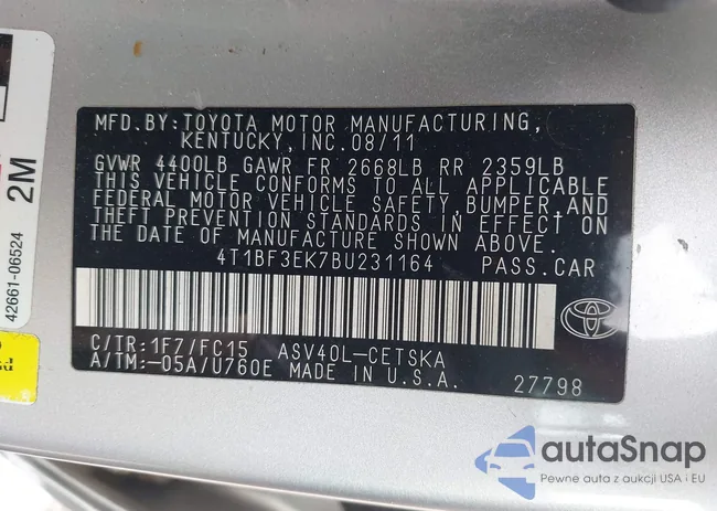 4T1BF3EK7BU231164: 42278677