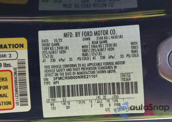 3FMCR9B60NRE21101: 42278804