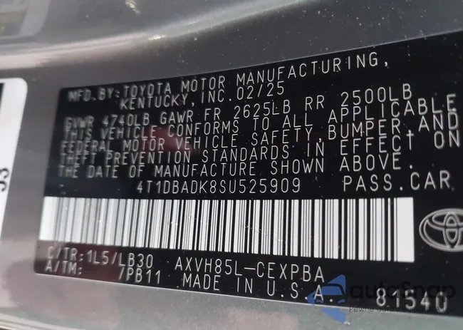 4T1DBADK8SU525909: 42277892