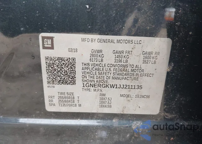 1GNERGKW1JJ211135: 42278217