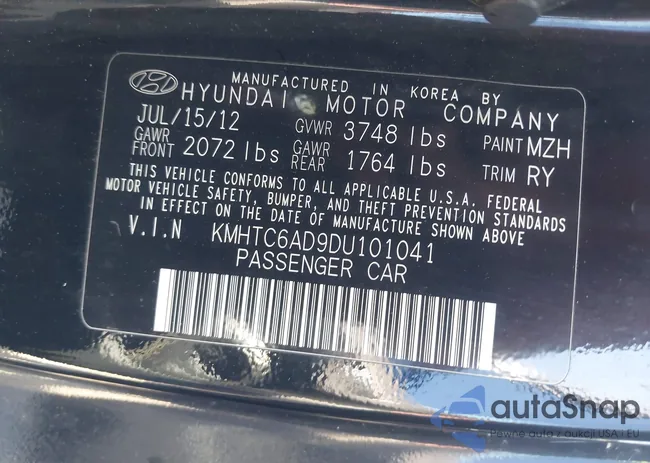 KMHTC6AD9DU101041: 42278221