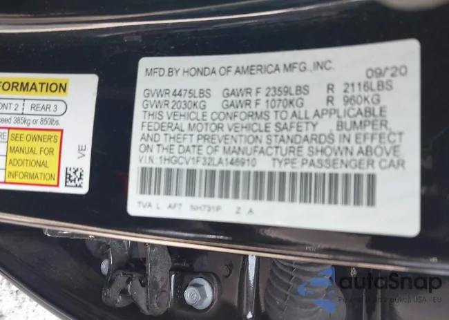 1HGCV1F32LA14691: 42279347