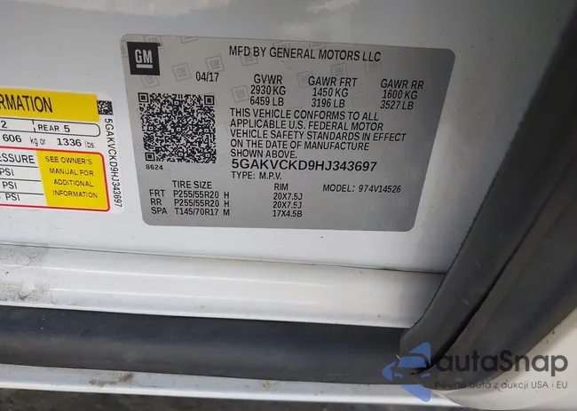 5GAKVCKD9HJ343697: 42279530