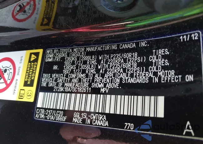 2T2BK1BA7DC182611: 42278909