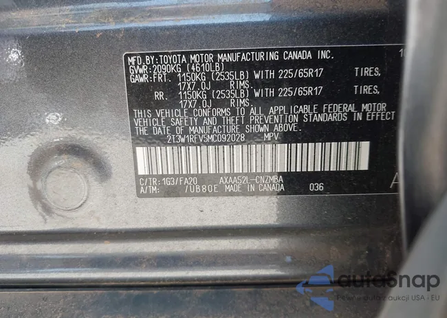 2T3W1RFV5MC092028: 42278984