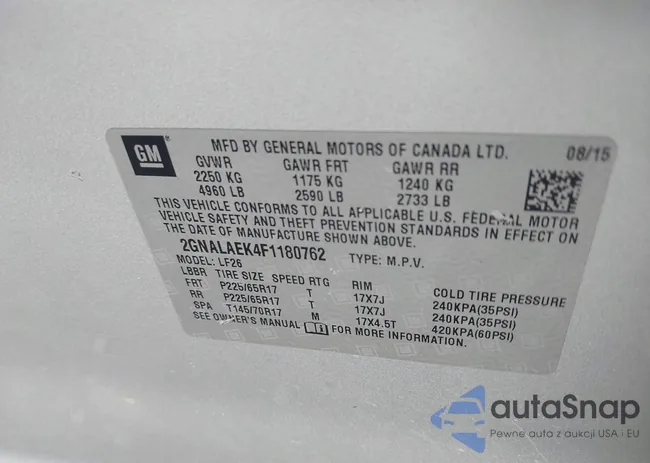 2GNALAEK4F1180762: 42279118