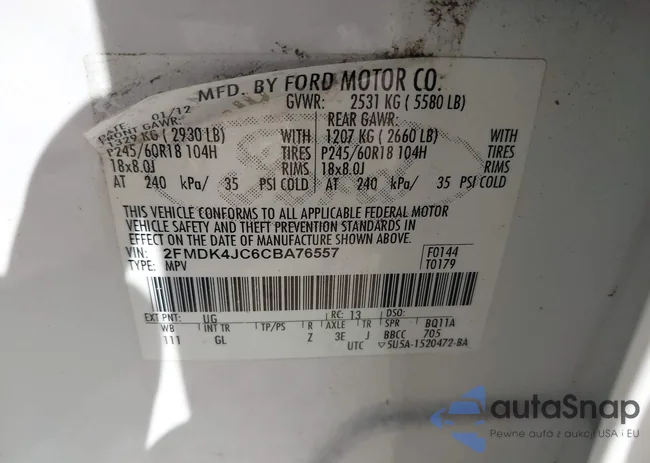 2FMDK4JC6CBA76557: 42280301