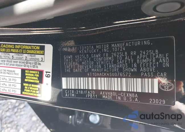 4T1DAACK4SU076572: 42280372