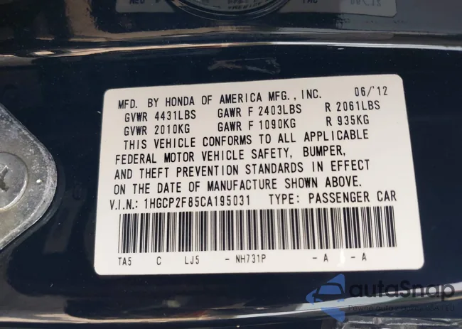 1HGCP2F85CA195031: 42280441