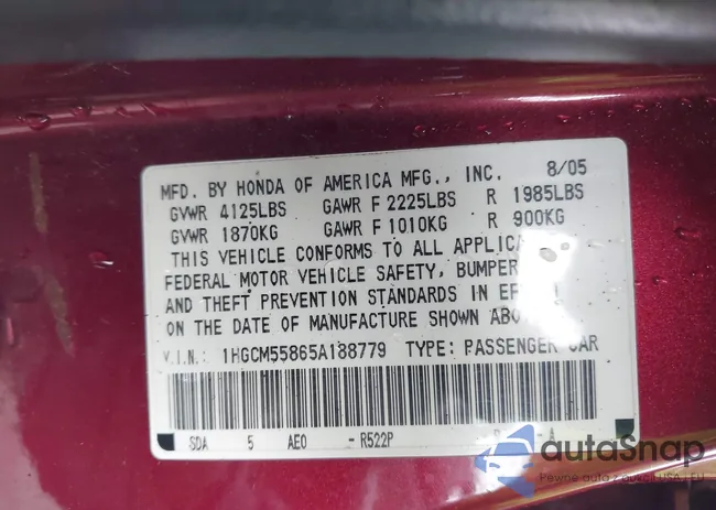 1HGCM55865A188779: 42280652