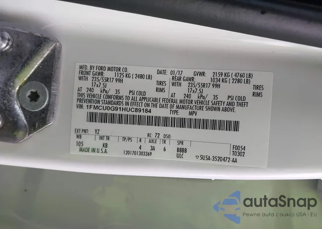 1FMCU0G91HUC89184: 42280668