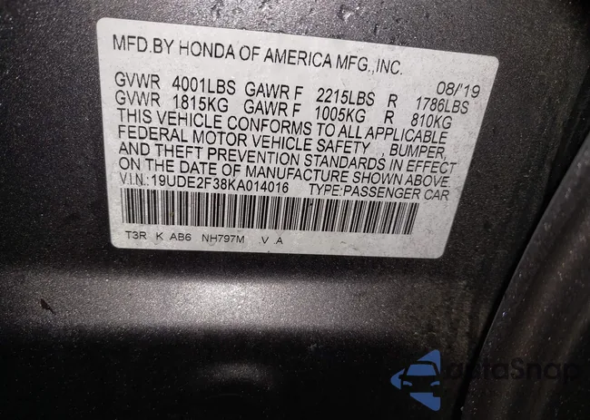 19UDE2F38KA014016: 42280726