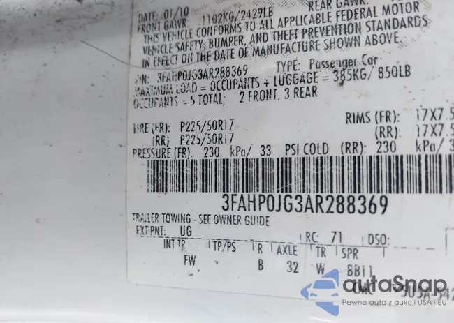 3FAHP0JG3AR288369: 42279909