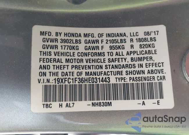 19XFC1F36HE031443: 42279933