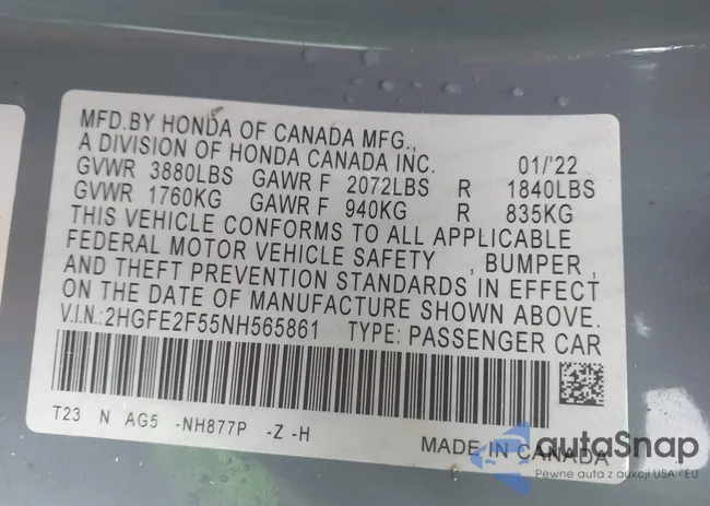 2HGFE2F55NH565861: 42281359