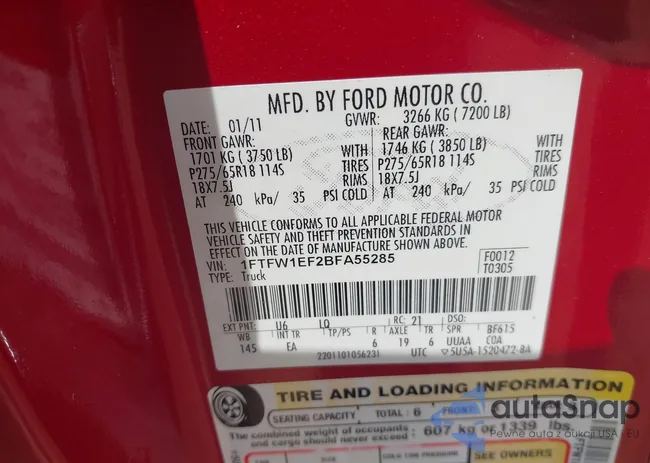 1FTFW1EF2BFA55285: 42281413