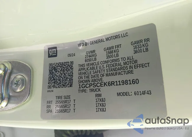 1GCPSCEK6R1198160: 42281582