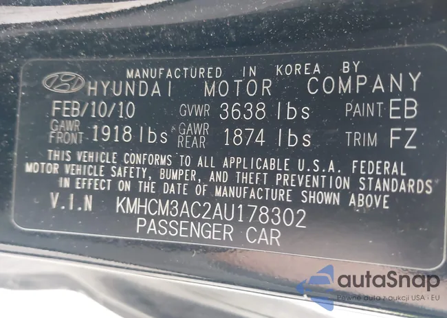 KMHCM3AC2AU178302: 42281704