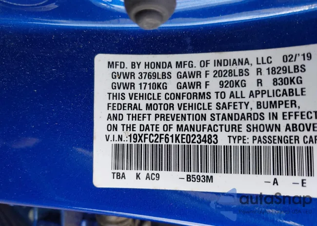 19XFC2F61KE023483: 42281707