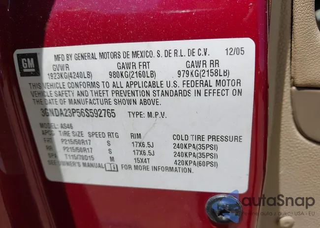 3GNDA23P56S592765: 42281810