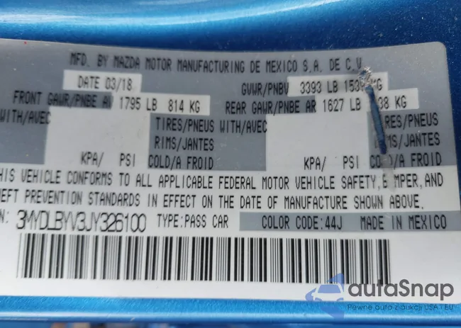 3MYDLBYV3JY326100: 42281002