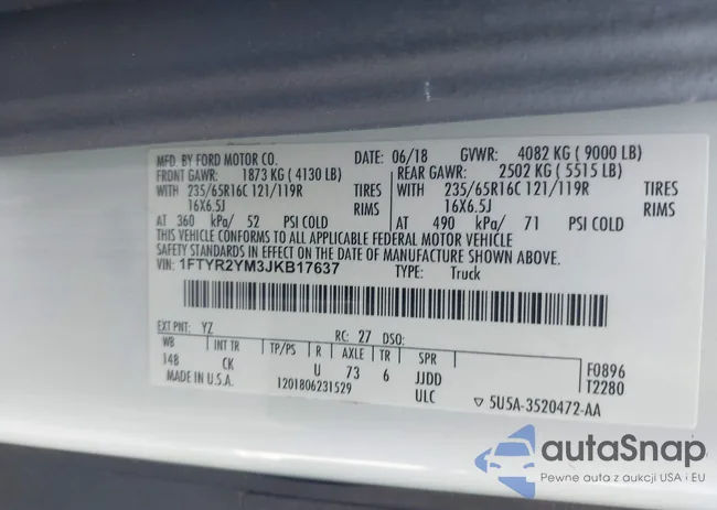 1FTYR2YM3JKB17637: 42281111