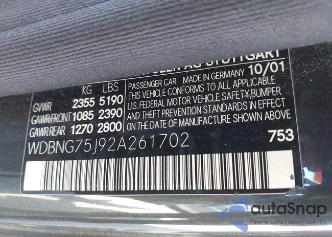 WDBNG75J92A261702: 42281215