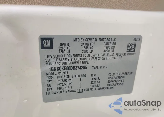 1GNSCKE06DR374285: 42281265