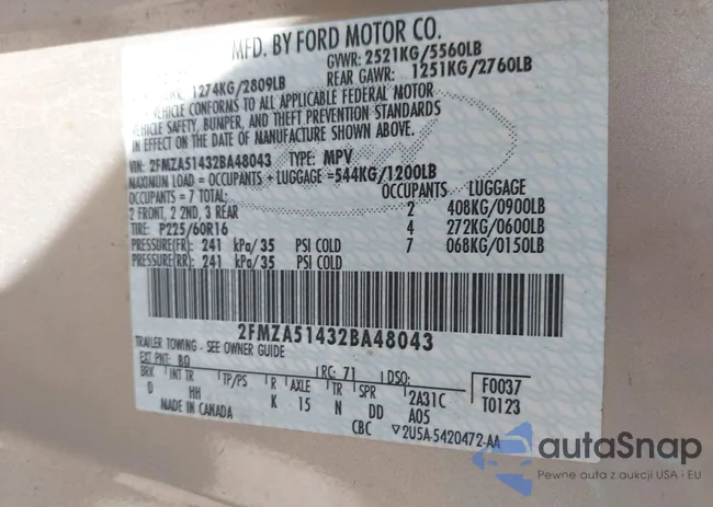 2FMZA51432BA48043: 42282288