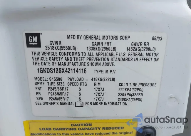 1GKDS13SX42114116: 42282415