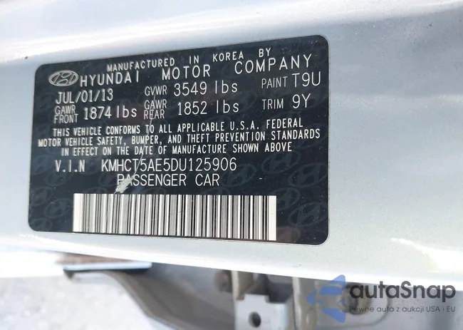 KMHCT5AE5DU125906: 42282731