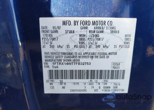 1FTRX14W77FB32753: 42281899