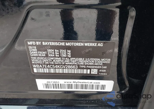 WBA7E4C54KGV28663: 42282060